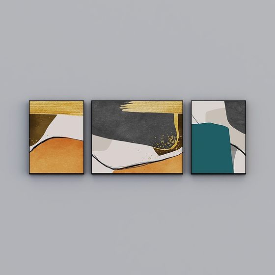 3D Model Abstract Triptych Art Piece