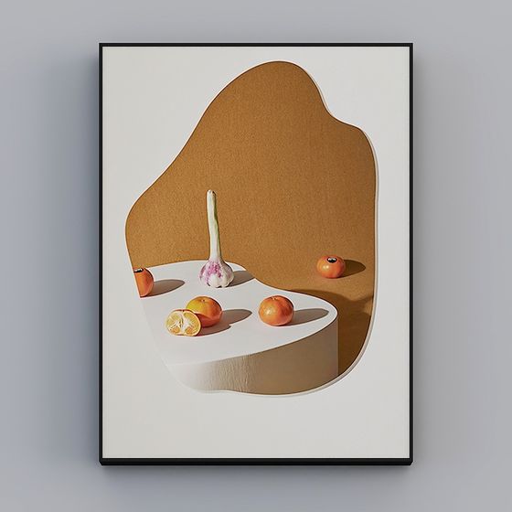 Modern Low-Poly Kitchen 3D model with Fruits