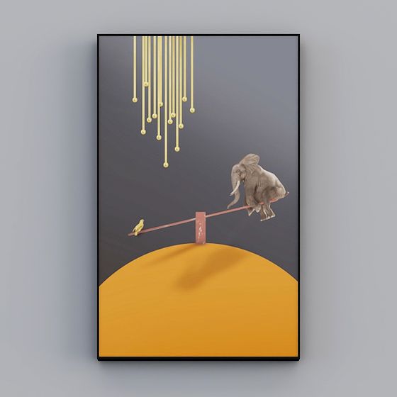 Elephant and Bird Low Poly 3D model