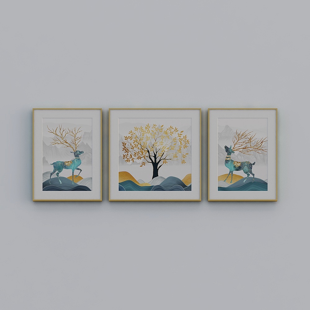 Jane-Modern Wind-Living Room Decorative Painting-LJ-246-Double Deer Fall