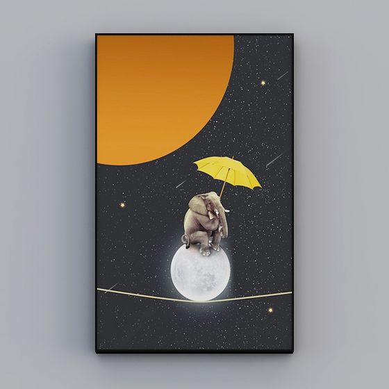 Whimsical Elephant on Moon 3D model