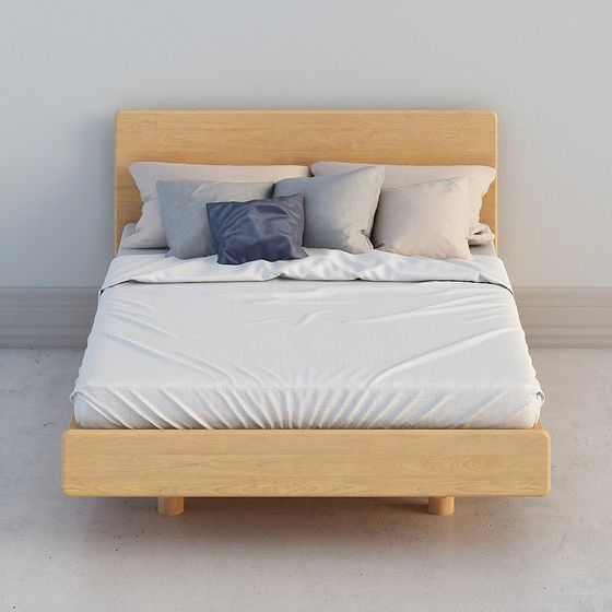 Contemporary Wooden Bed Frame 3D model for Modern Spaces