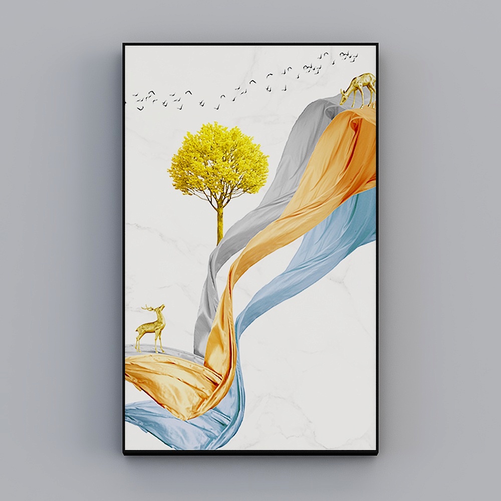 Roshan - modern light luxury wind - Xuanguan decorative painting - deer flowering E