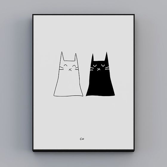 Cat Silhouette 3D model - Minimalist and Detailed Design