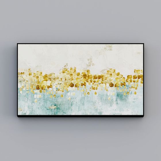 Golden Ripple Abstract Art 3D Model