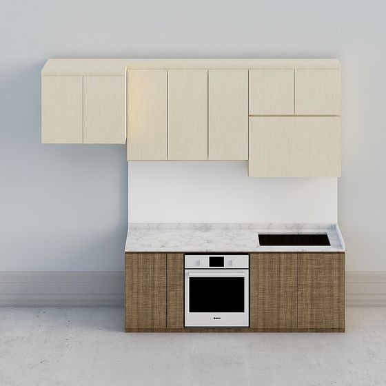 Modern Minimalist Kitchen Cabinet 3D model