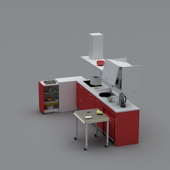 Modern Low-Poly Kitchen 3D model Design