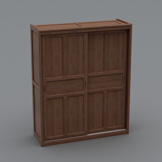 Vintage Wooden Wardrobe 3D model