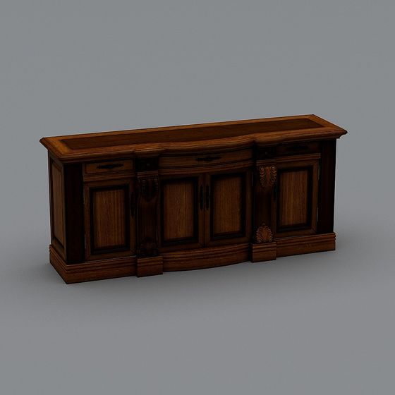 Retro Wooden TV Cabinet 3D Model