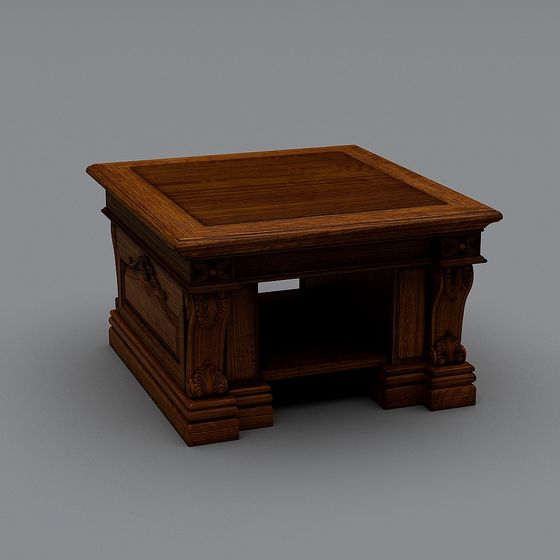 Vintage Wood Side Table 3D model