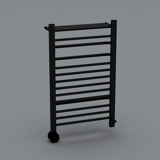 Modern Metal Towel Rack 3D Model in Black