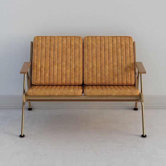 Vintage Double Sofa 3D model for Elegant Interiors