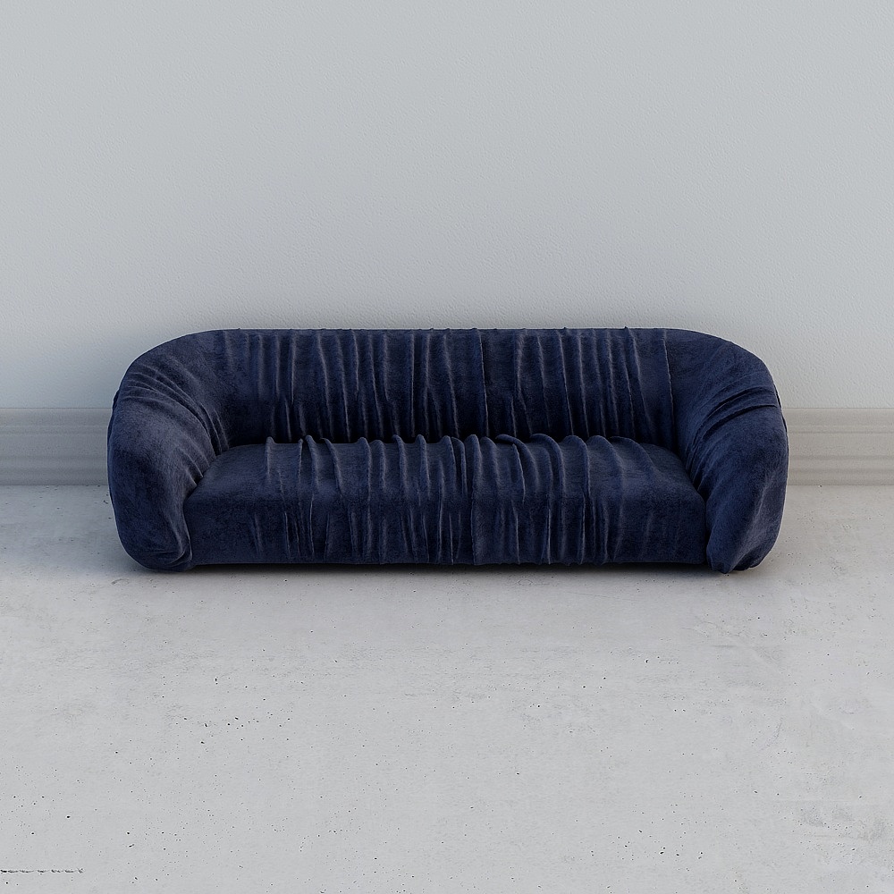 Modern velvet multi-person sofa - blue
