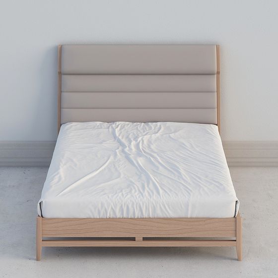 Elegant Low-Polygon Bed Frame 3D model for Stylish Interiors