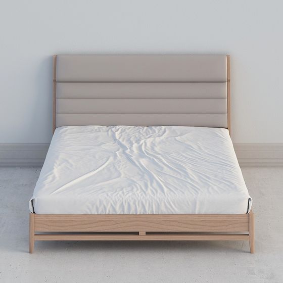 Low-Polygon Modern Bed Frame 3D model