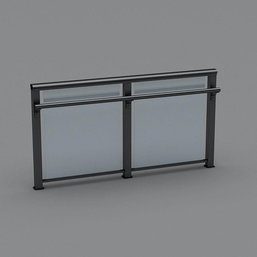 Sleek Glass Railing 3D model for Modern Interiors