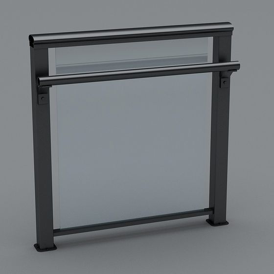 Minimalist Glass Railing 3D model for Urban Spaces