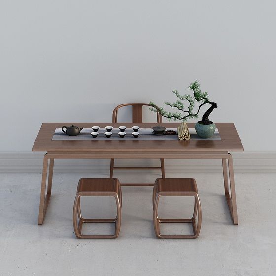 Zen Tea Table 3D model - Modern Minimalist Design
