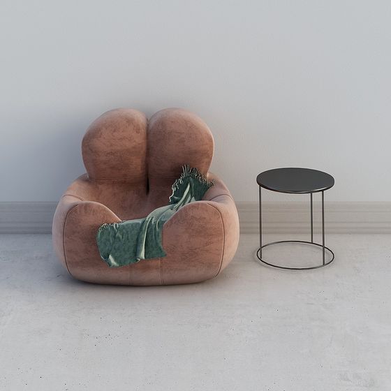 現代懶人沙發-咖啡桌和幾個側邊裝飾