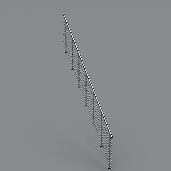 Sleek Stainless Steel Railing 3D model
