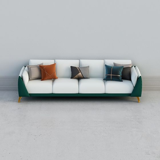 Stylish Low-Polygon Sofa 3D model for Modern Interiors