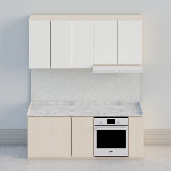 Minimalist Low-Poly Kitchen Cabinet Door 3D model