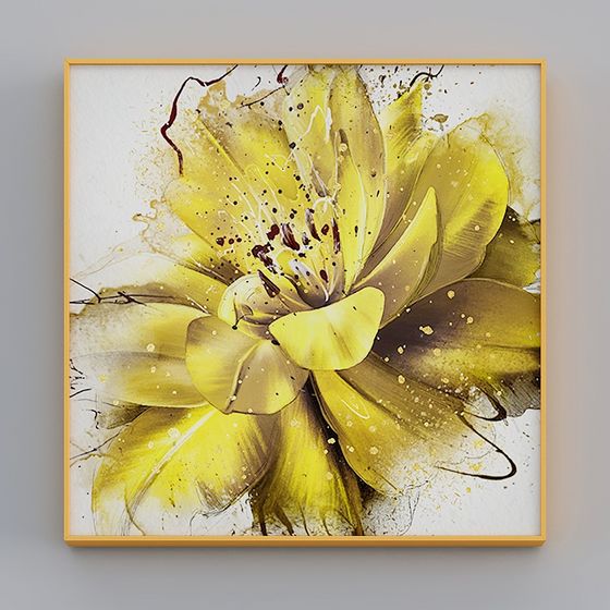 Charming Yellow Flower 3D model in a Tranquil Garden