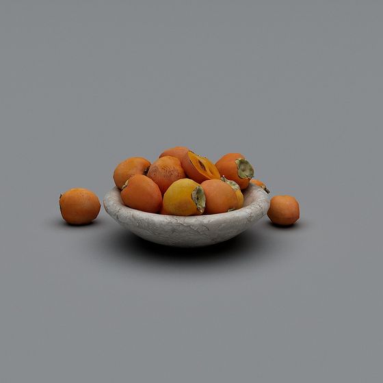 Lively Fruit Bowl with Persimmons 3D model
