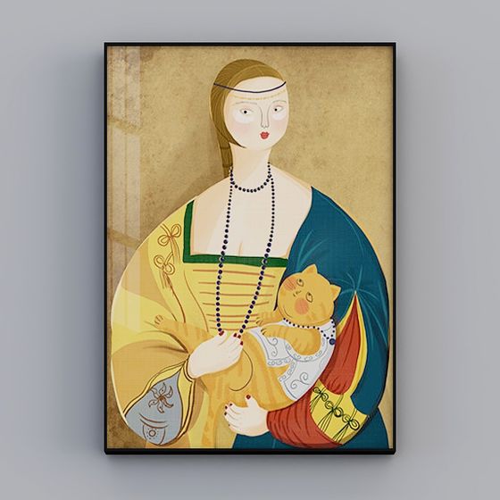 Retro Mother and Kitten 3D Model