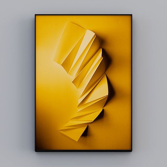 Origami Dance 3D Model in Golden Aesthetic