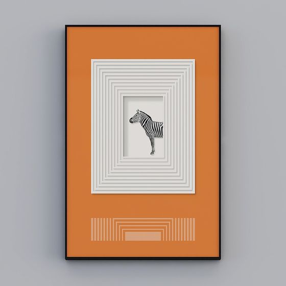 Low Poly Zebra Art Frame 3D model