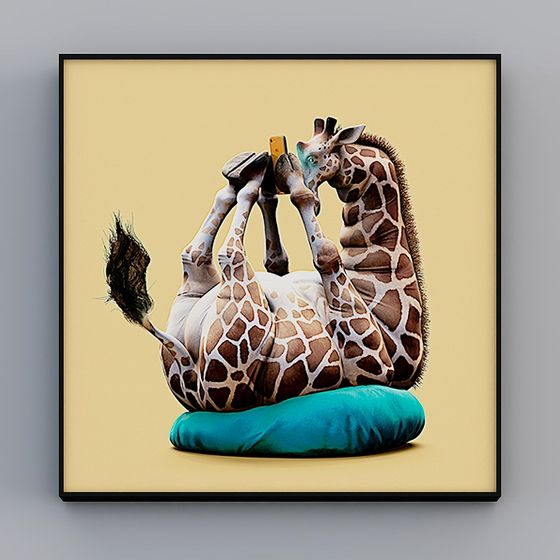 Stylish Low Poly Giraffe 3D model on Green Pillow