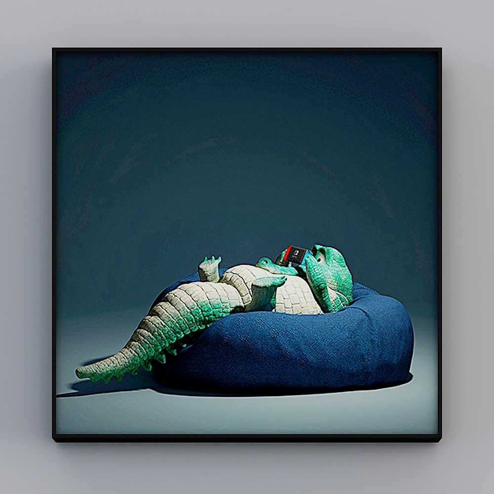 Lazy Lizard 3D model on Cozy Sofa