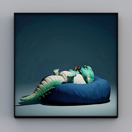 Lazy Lizard 3D model Relaxing on Sofa