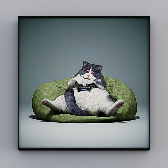 Surreal Game Cat 3D Model for Creative Projects