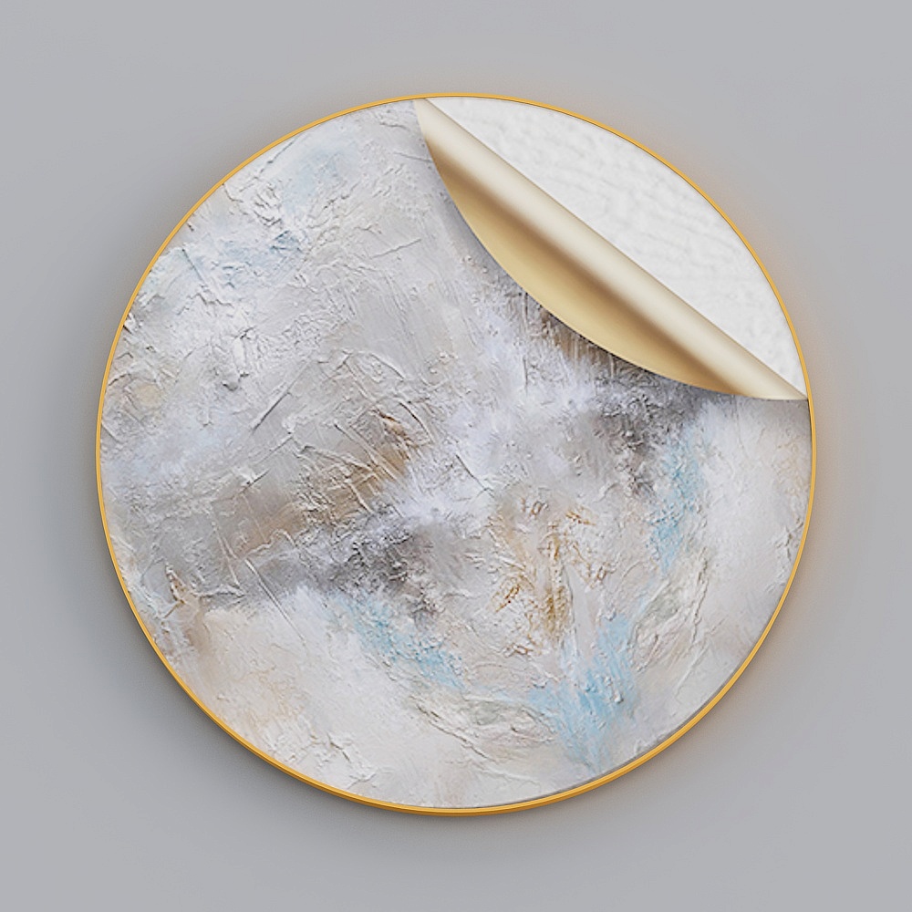 Zhuo Yi - modern light luxury wind - living room decoration painting - lily gold square round D