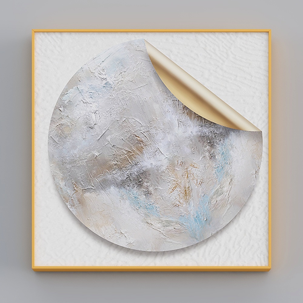 Zhuo Yi - modern light luxury wind - living room decoration painting - lily gold square round D