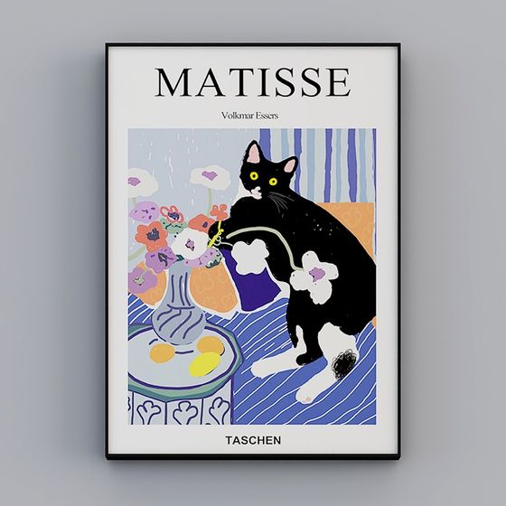 Modern 3D Model of Cat and Vase