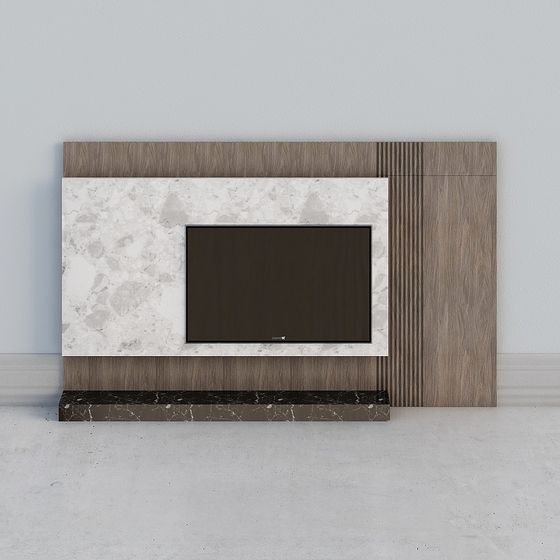 Stylish Low-Poly TV Wall 3D model for Modern Interiors