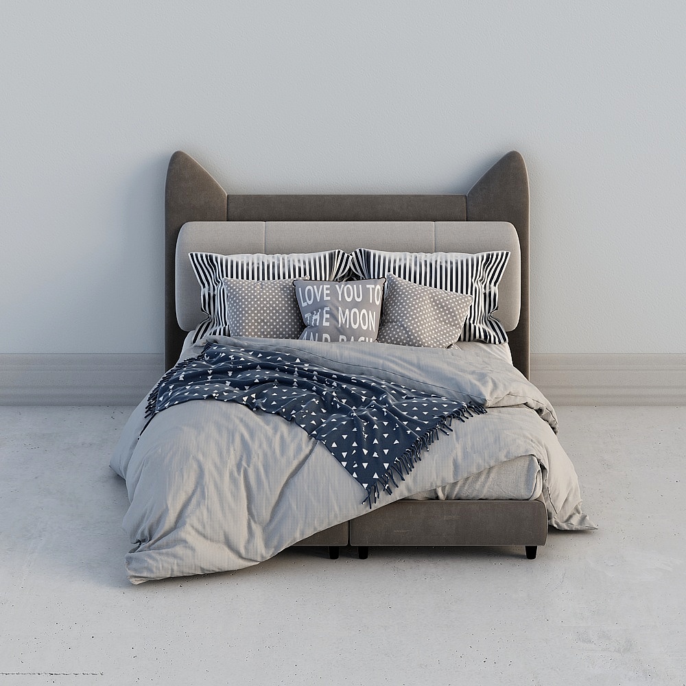 Elegant Low-Poly Bed 3D Model for Modern Interiors