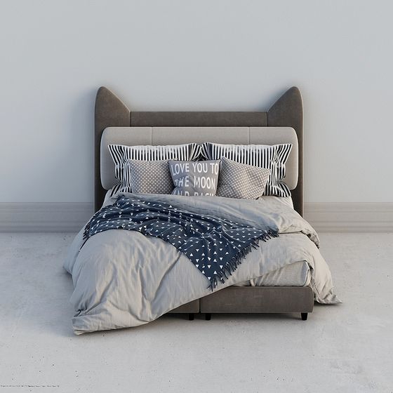 Stylish Low-Poly Bed 3D Model for Cozy Spaces