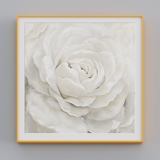 Elegant White Rose Frame 3D model