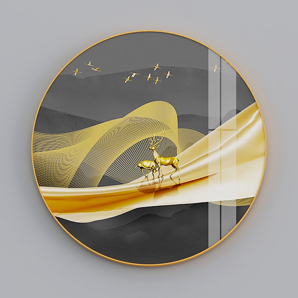 Zhuo Yi - modern light luxury wind - living room sofa background wall decoration painting - the wealth of lu B3