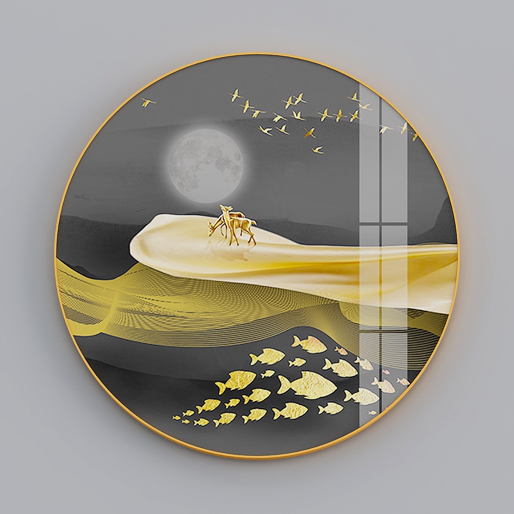 Zhuo Yi - modern light luxury wind - living room sofa background wall decoration painting - the wealth of lu B1