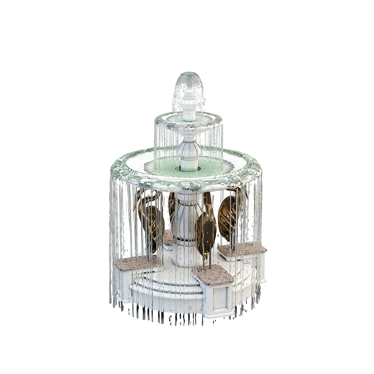 Crystal Fountain Low-Poly Model – Transparent Design