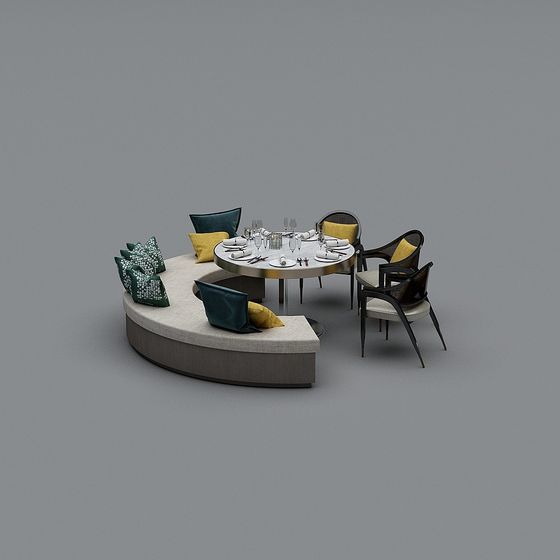 Modern Round Table Gathering Lounge 3D model