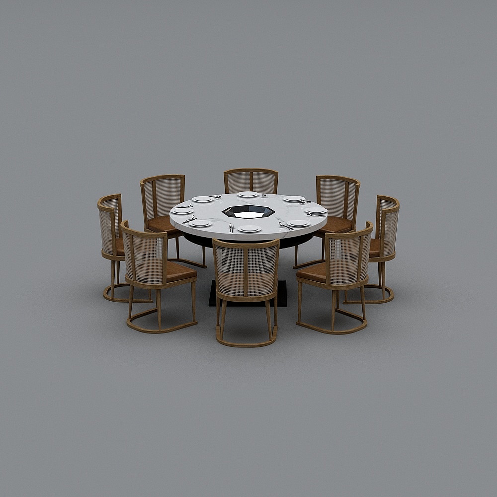 Stylish Low-Poly Dining Table and Chair Set 3D model