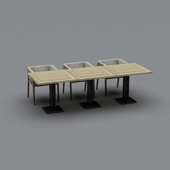 Elegant Dining Table and Chair Set 3D model