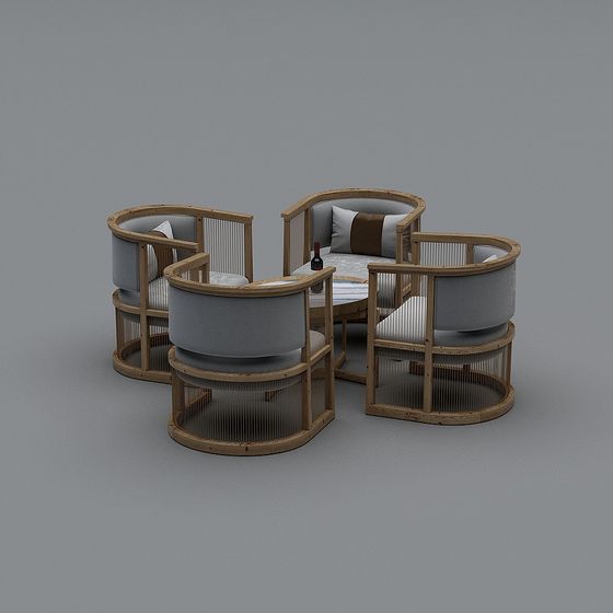 Bộ bàn trà ghế đơn thoải mái quầy lễ tân B&B hiện đại