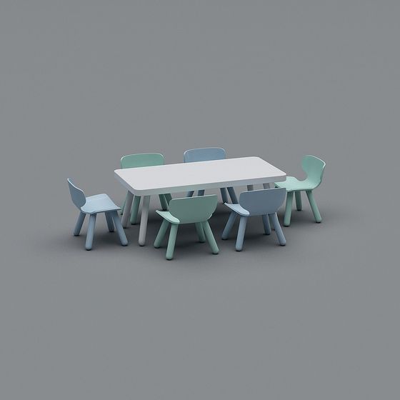 Stylish Children's Desk and Chair 3D model